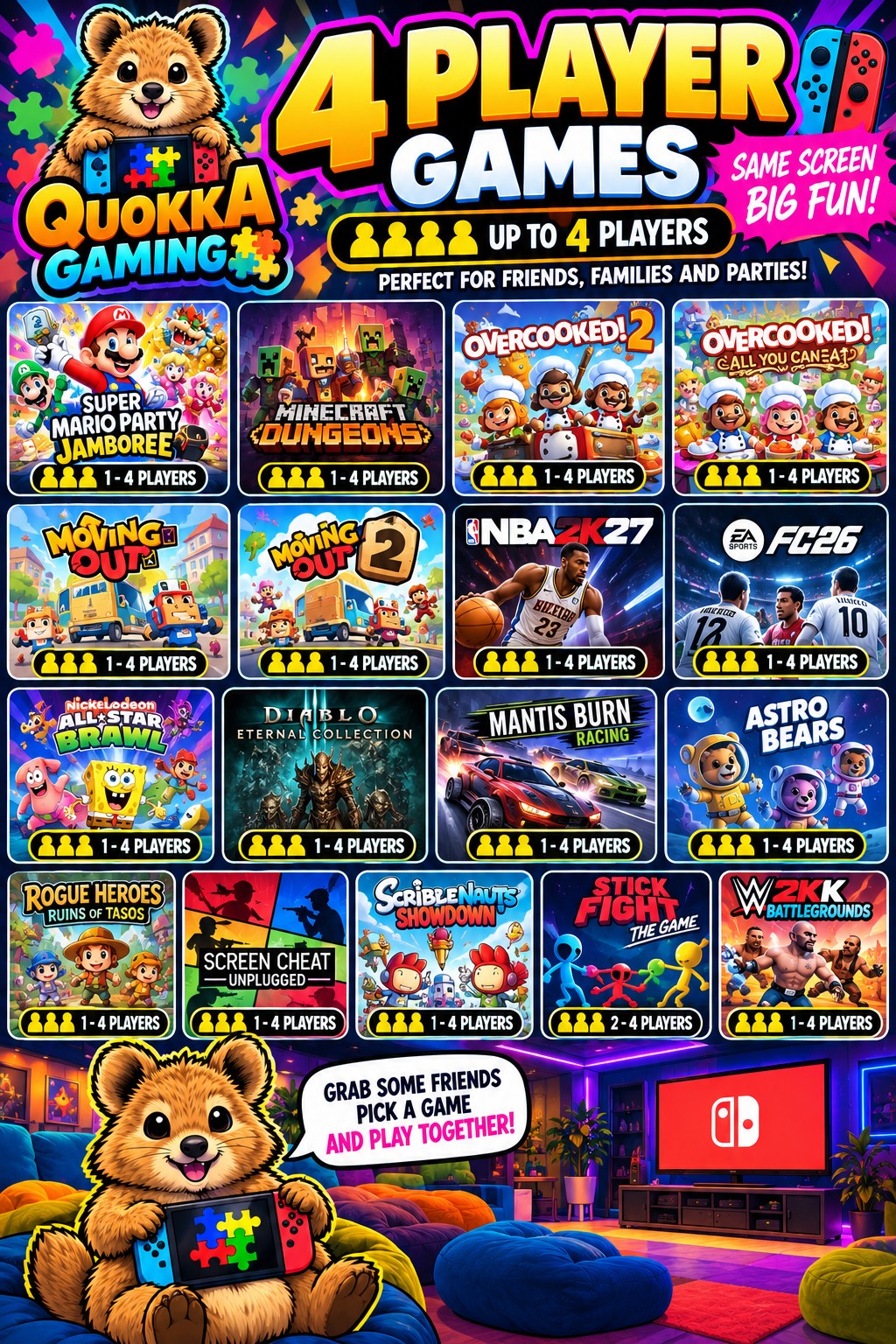 Quokka Gaming 4 player games